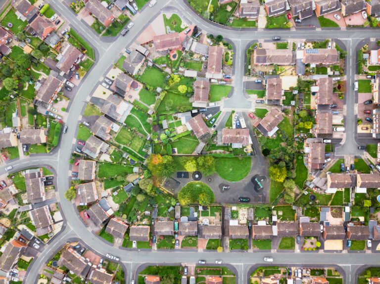 Aerial view of houses